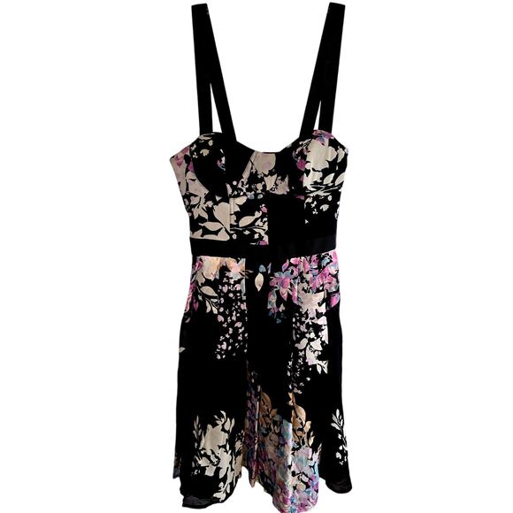 Be Be XS Women's Black Floral Sleeveless Sun Dress Miss Size 0 2 Extra Small - Picture 2 of 6